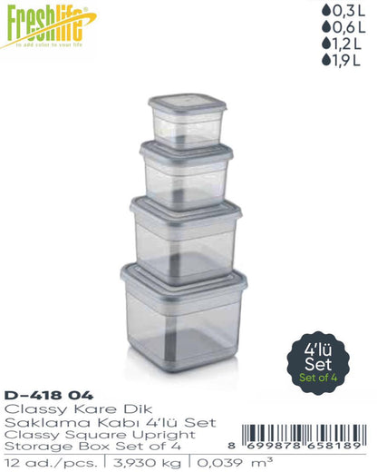 FL Square Container Set 4pc
