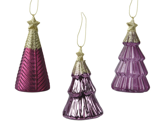 Cmas Tree Glass Oxblood 3asst