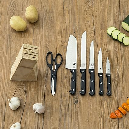 HB Cutlery Block Set Blk w/Block 7pc