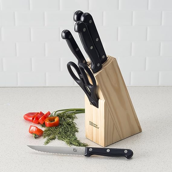 HB Cutlery Block Set Blk w/Block 7pc