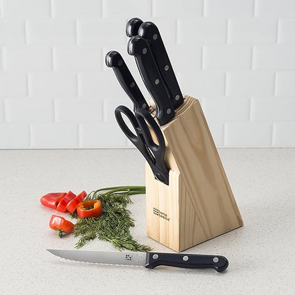 HB Cutlery Block Set Blk w/Block 7pc