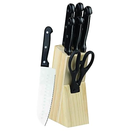 HB Cutlery Block Set Blk w/Block 7pc