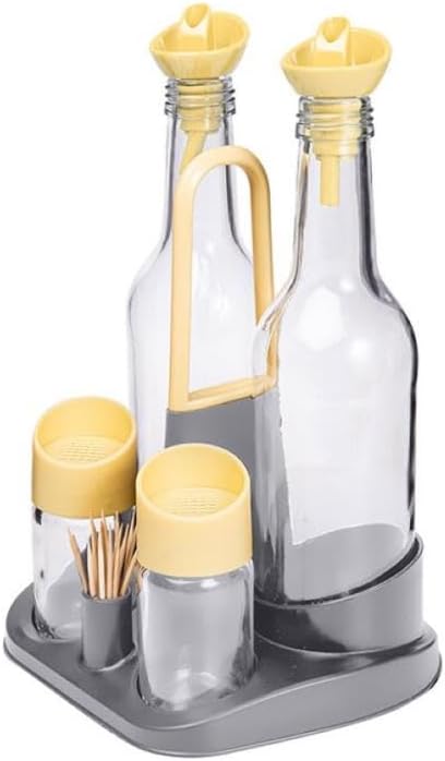 Oil Vinegar n Salt Shaker Glass Set 5pc