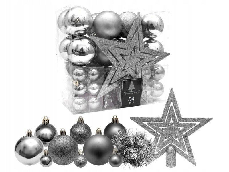 CD Shatterproof Ball Set Sil 54pc