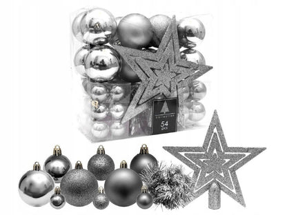 CD Shatterproof Ball Set Sil 54pc