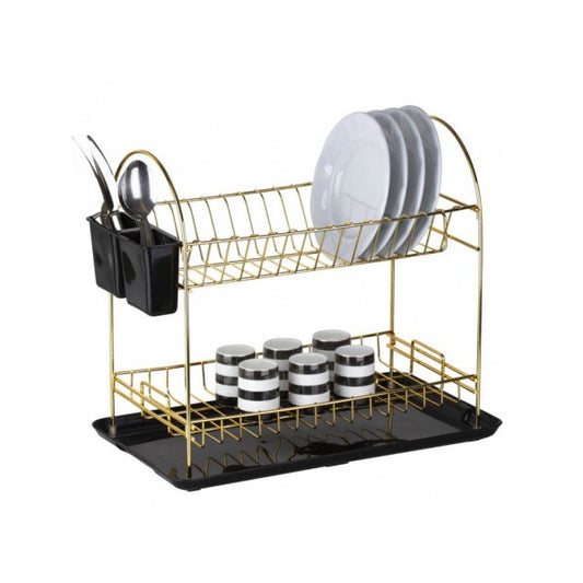 Two Tier Dish Rack Drainer Gld
