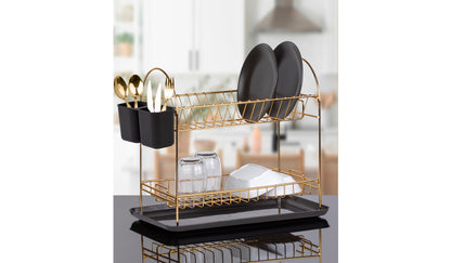 Two Tier Dish Rack Drainer Gld