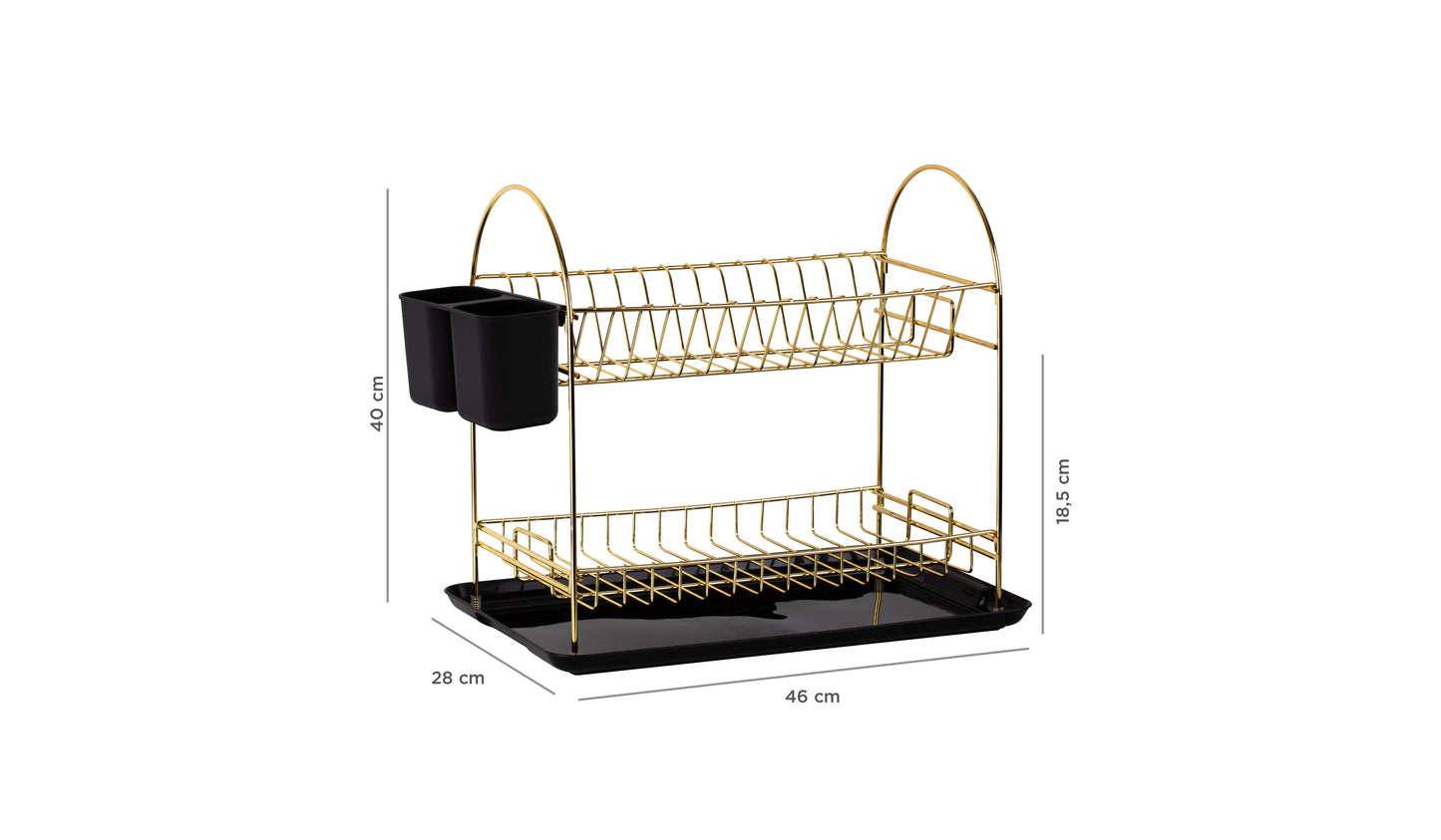Two Tier Dish Rack Drainer Gld