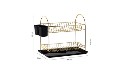 Two Tier Dish Rack Drainer Gld