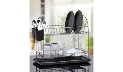 Two Tier Dish Rack Drainer Chr