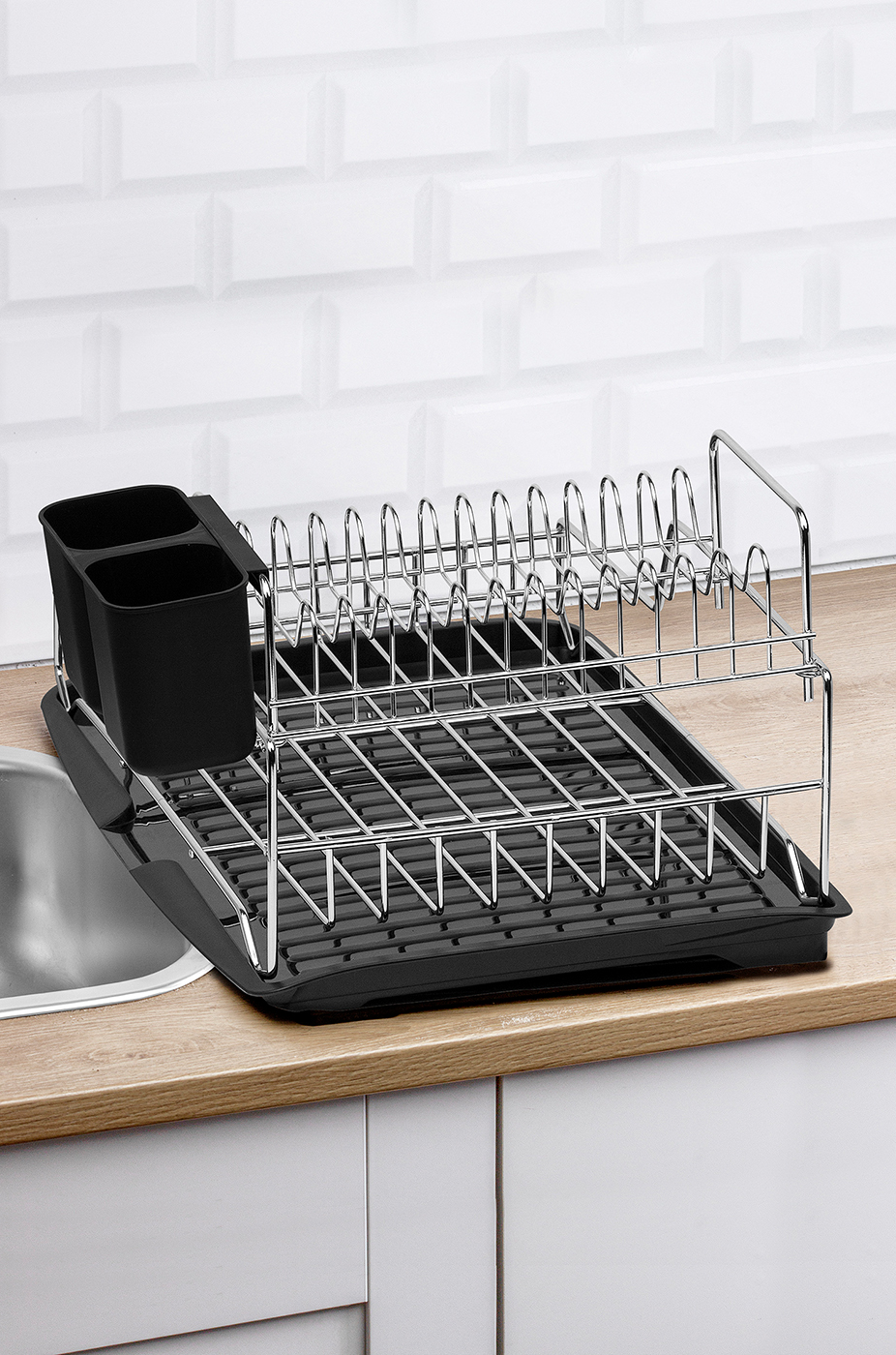 Stella 2 Tier Foldble Dish Rack Chr