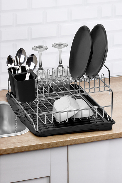 Stella 2 Tier Foldble Dish Rack Chr