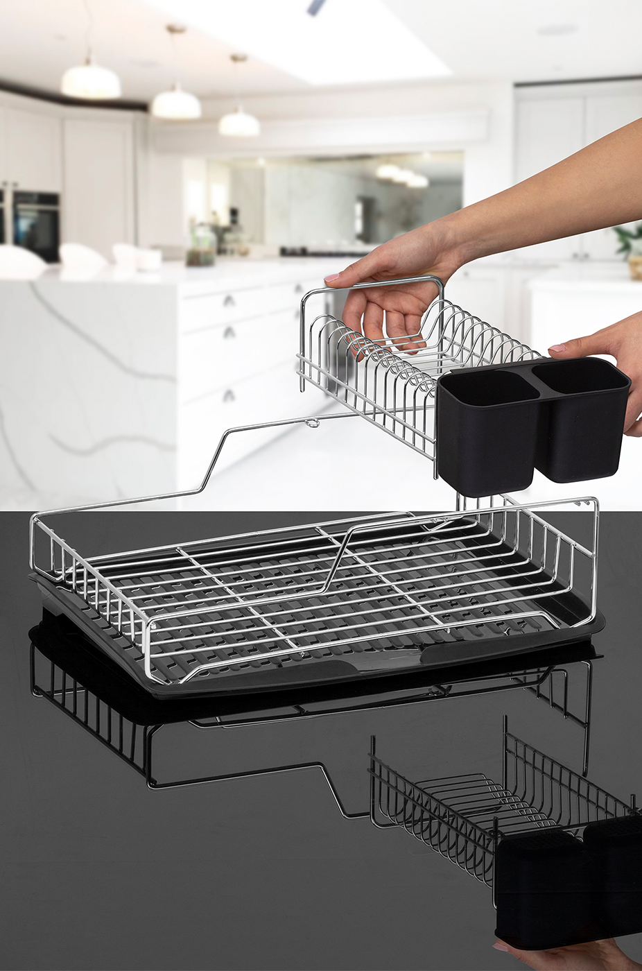 Stella 2 Tier Foldble Dish Rack Chr