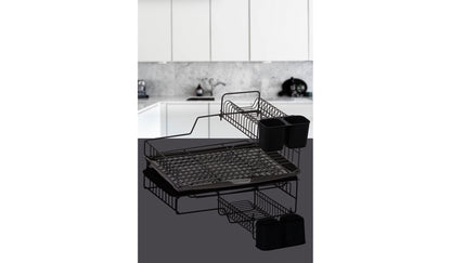 Stella 2 Tier Foldble Dish Rack Blk
