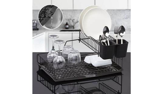 Stella 2 Tier Foldble Dish Rack Blk