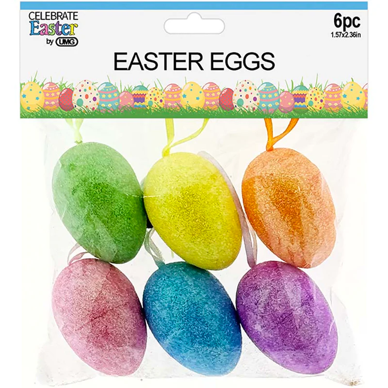 Easter Glitter Eggs 6pc 6cm