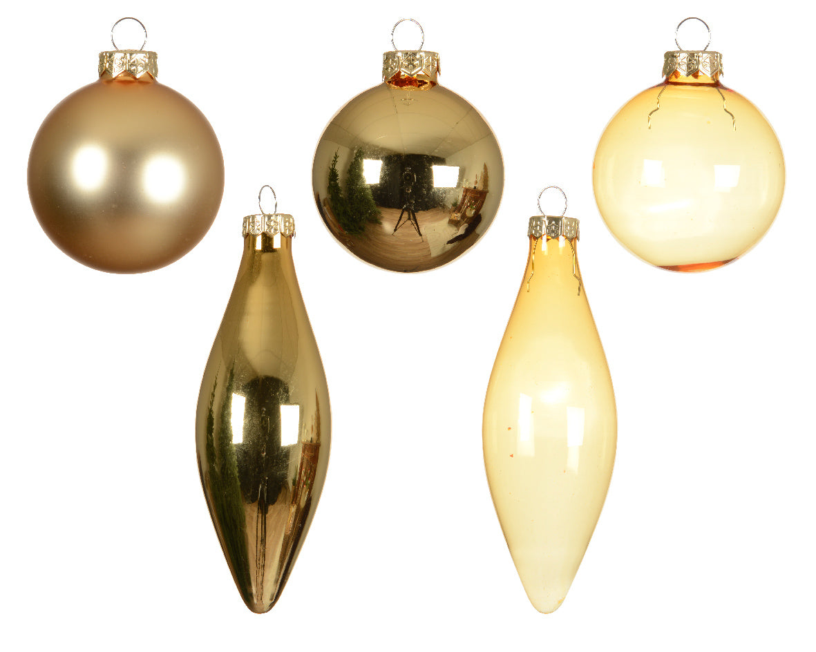 Decoris Glass Baub 10pc Gold