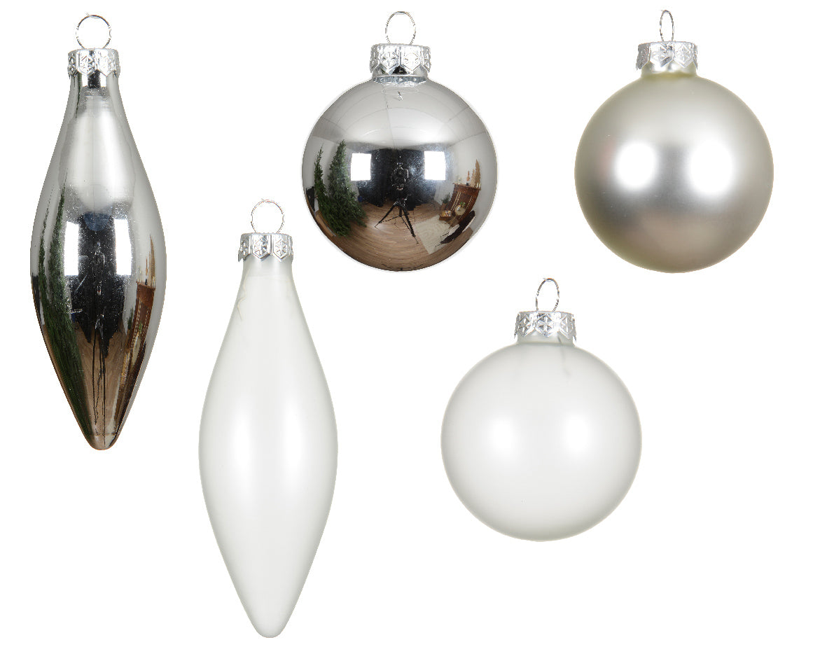 Decoris Glass Baub 10pc Silver