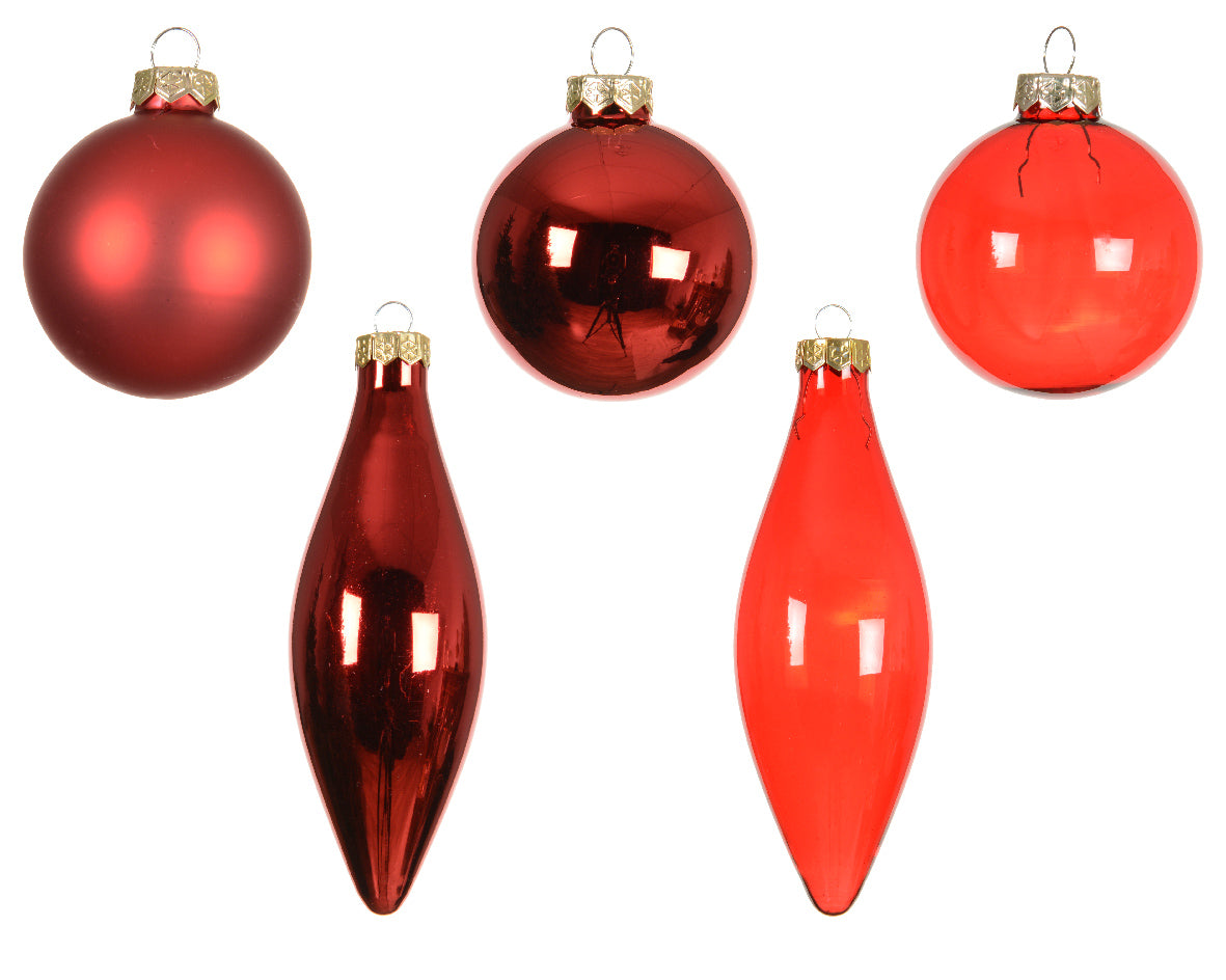 Decoris Glass Baub 10pc Cmas Red