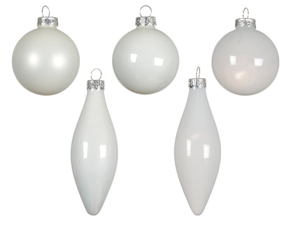 Decoris Glass Baub 10pc WntWht