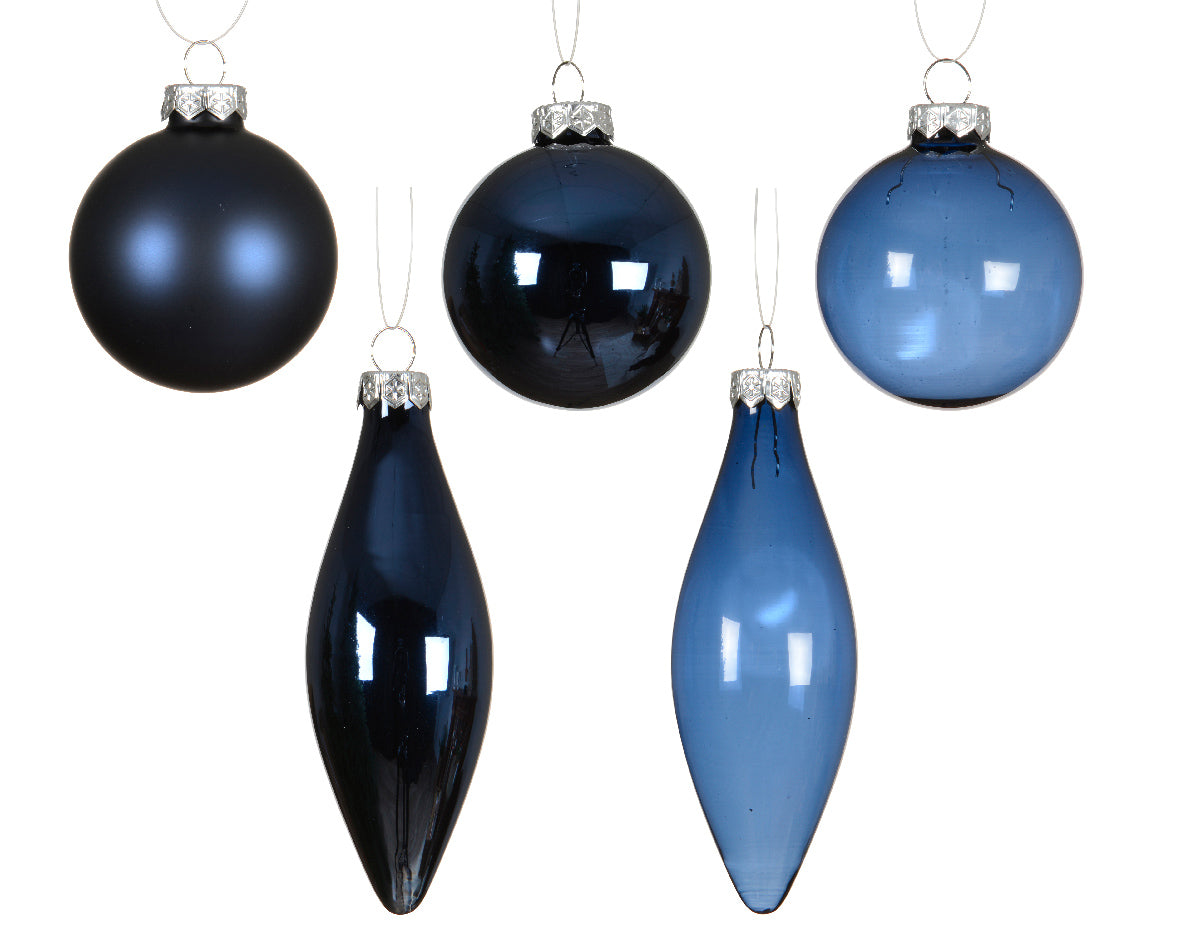 Decoris Glass Baub 10pc Ngt Blue