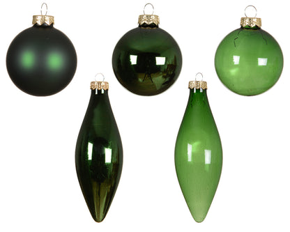 Decoris Glass Bauble 10pc Pn Grn