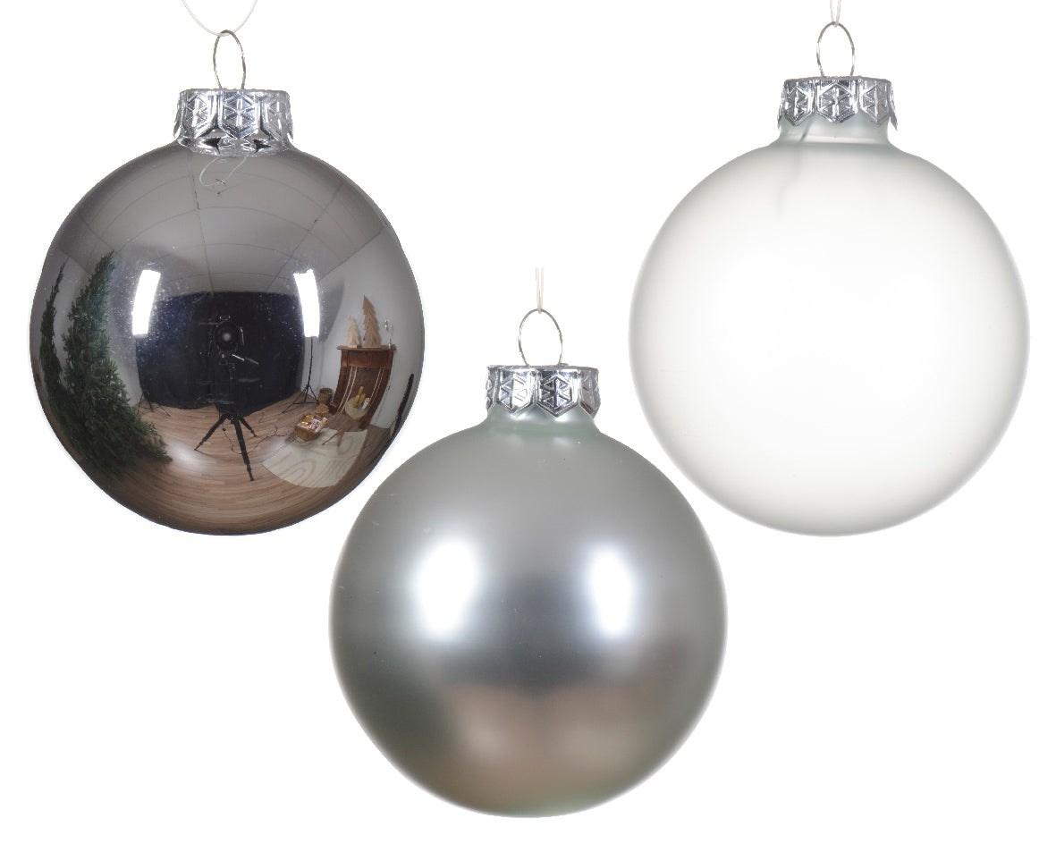 Decoris Glass Bauble 21pc Slv