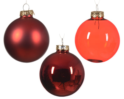 Decoris Glass Baub 21pc Cmas Red