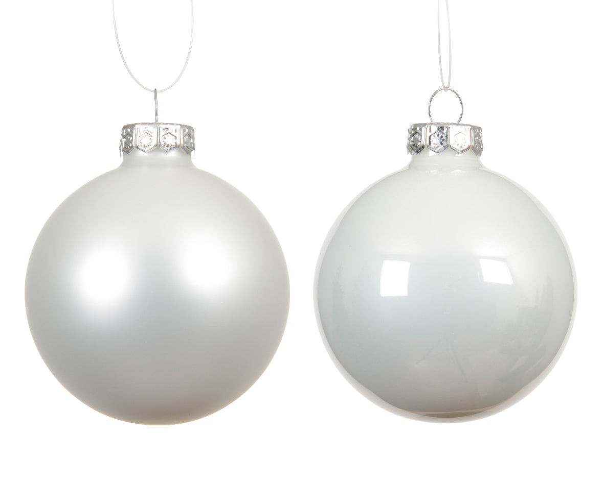 Decoris Glass Baub 6pc Wnt Wht