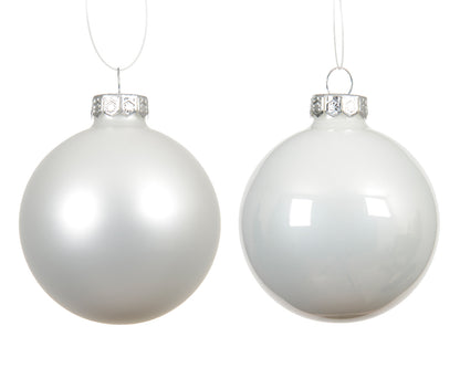 Decoris Glass Baub 6pc Wnt Wht