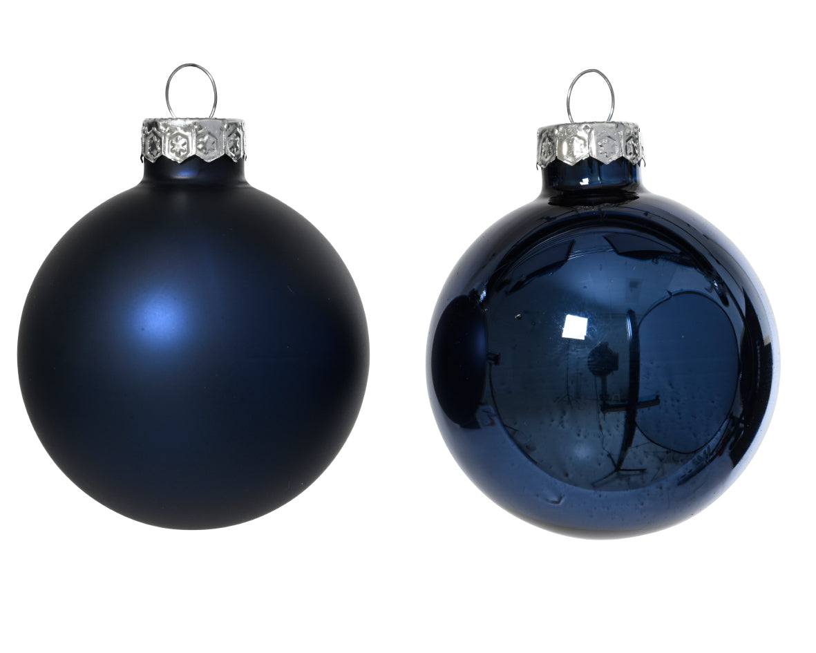 Decoris Glass Baub 6pc Nt Blue