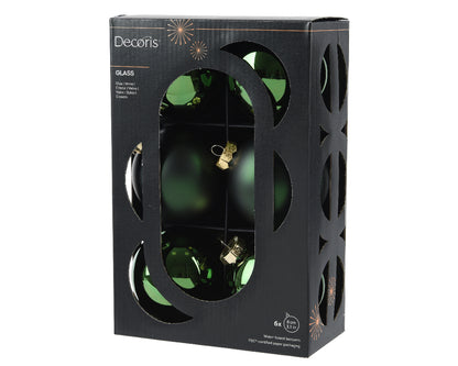 Decoris Glass Baub 6pc Pn Green