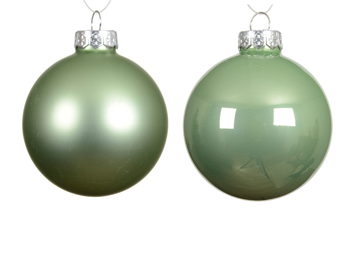 Decoris Glass Baub 6pc M Green