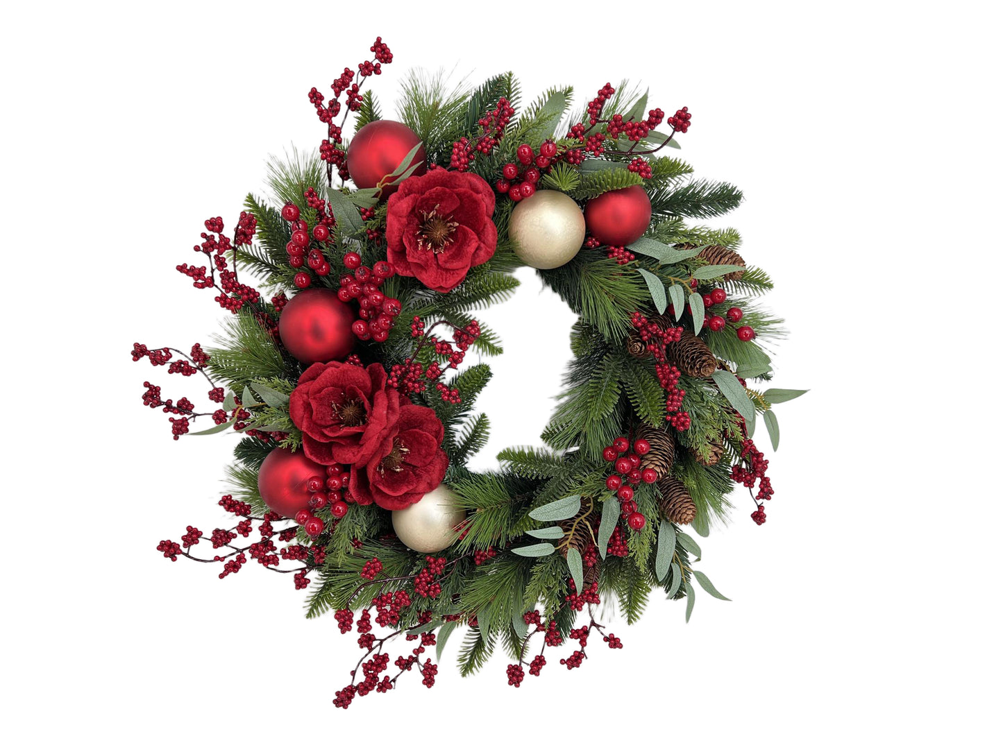 Wreath 24in Balls/Berry/Flwr