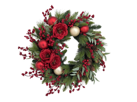 Wreath 24in Balls/Berry/Flwr