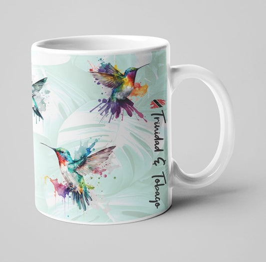 IB Humming bird Paint Splash Mug Wht 15oz