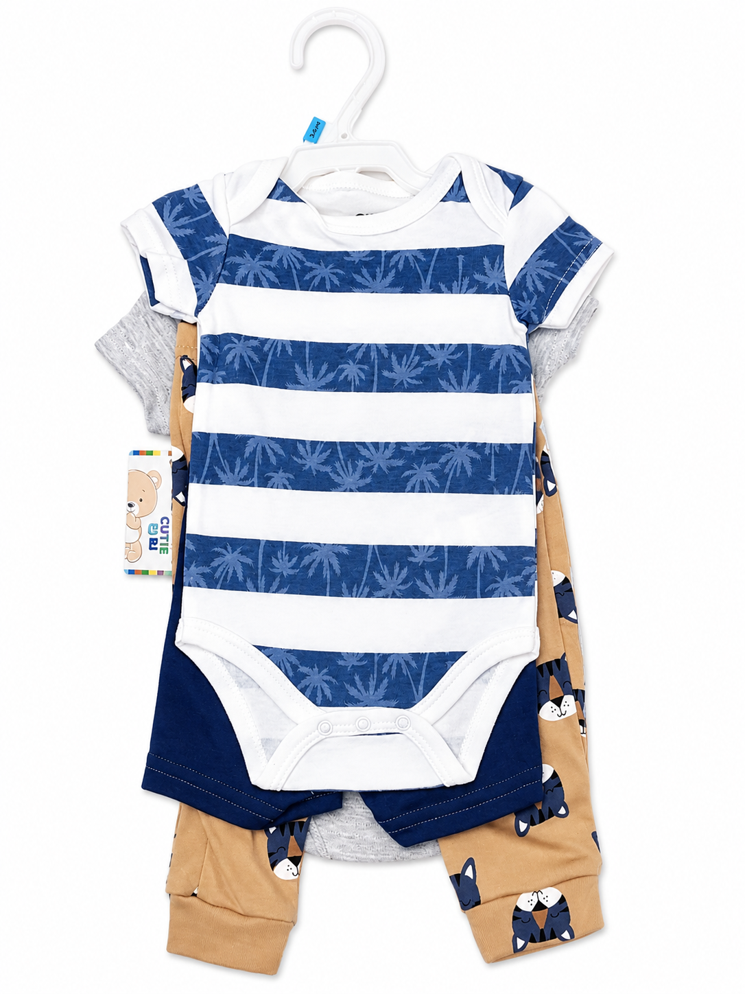 New-Born Boys 4pc Set WTT/Jungle 0-3M