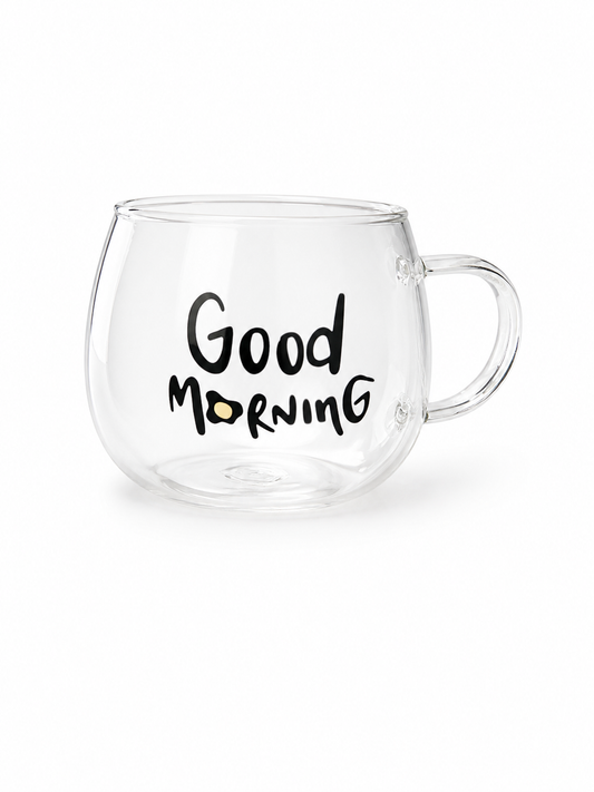 Glass Coffee Cup Good Morning