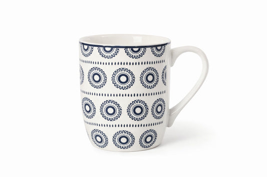 Ceramic Mug Wht w/Geometric Prnt 12oz