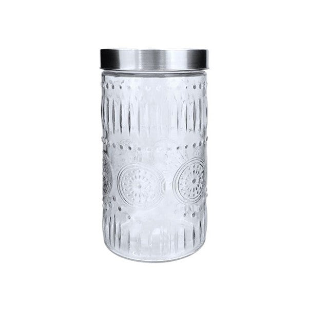 Glass Canister Vintage Embossed 1600ml