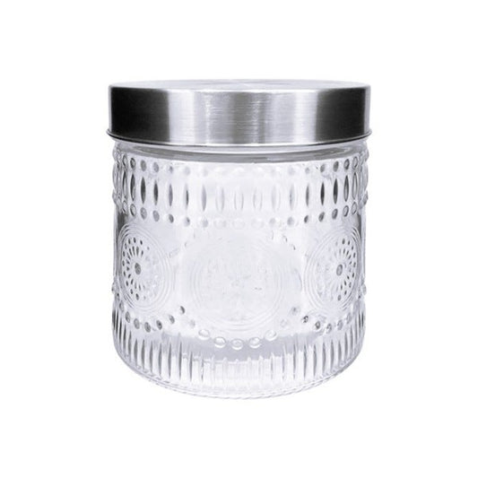 Glass Canister Vintage Embossed 700ml
