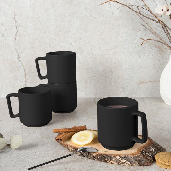 Mug Set 4pcs Matte Blk