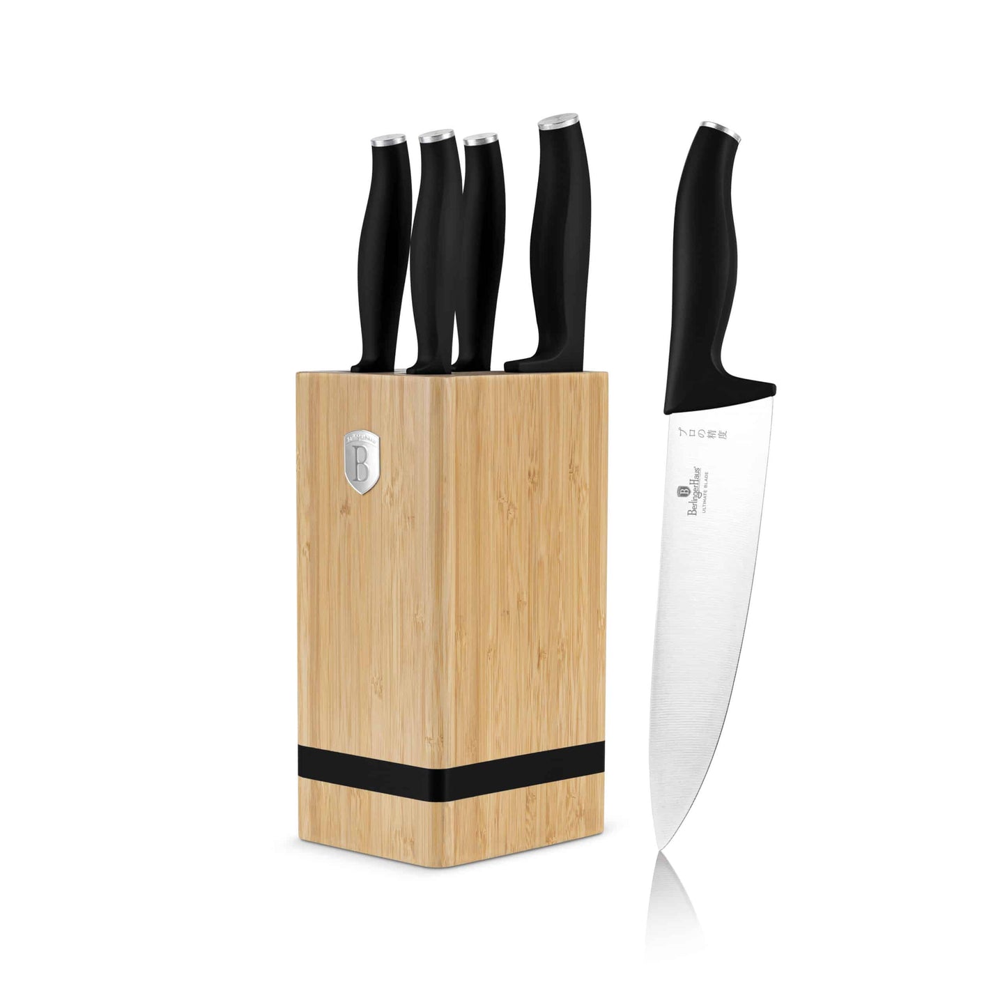 Knife 6pc Bmb Stnd Blk Mt