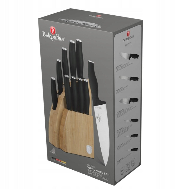 Knife 10pc Set Bmb Stnd Blk Mt