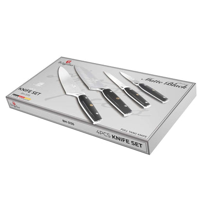 Knife Set 4pc Blk Matt Silver