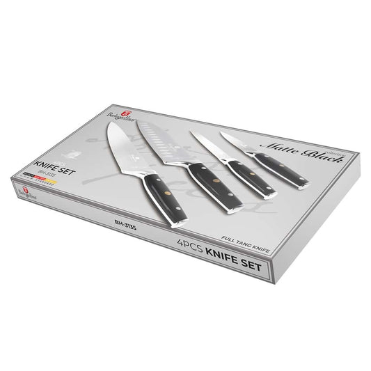 Knife Set 4pc Blk Matt Silver