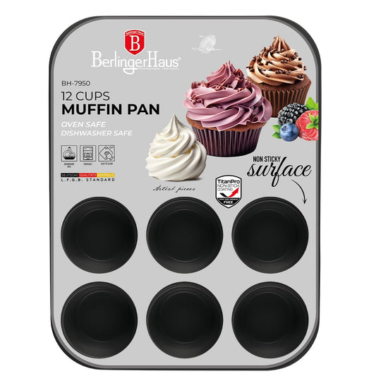 BH Muffin Pan 12pcs Matte Blk