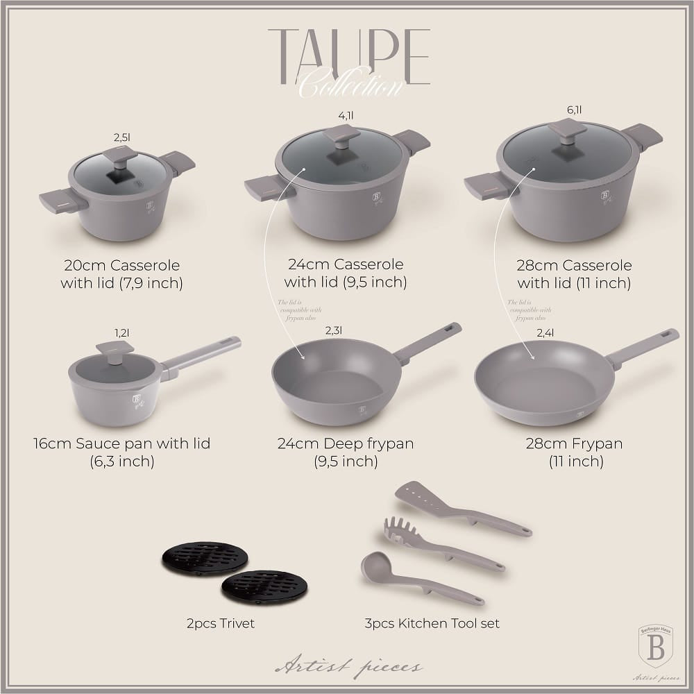 BH Cookware Set 15pc Taupe