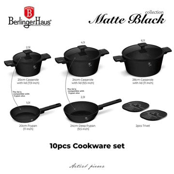 BH Cookware 10pc Matte Black