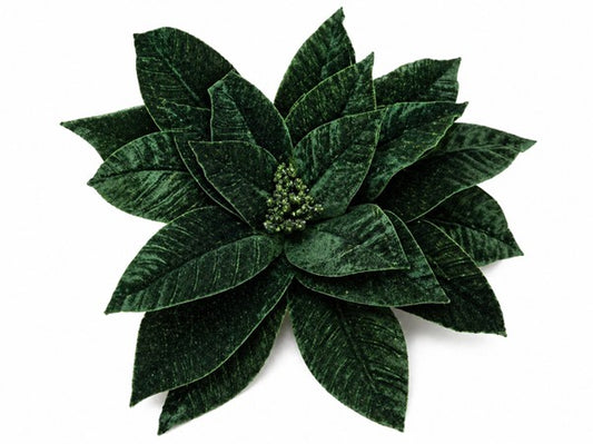 HB Jumbo Velvet Poinsettia on Stem Hunter Grn